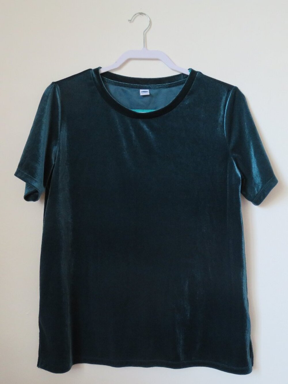 Old Navy Teal Blue Velvet Stretch Top T-Shirt Size M